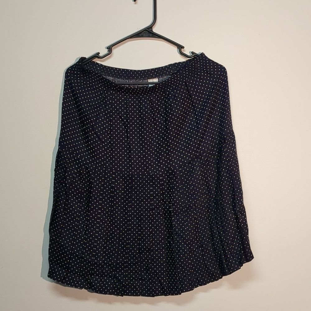 Vintage Blue Pleated Skirt Size Medium White Polka Dots